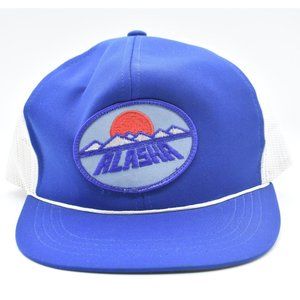 VTG Alaska Patch Travel Souvenir Trucker Hat SnapBack Mesh Foam Cord Rope